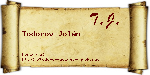Todorov Jolán névjegykártya